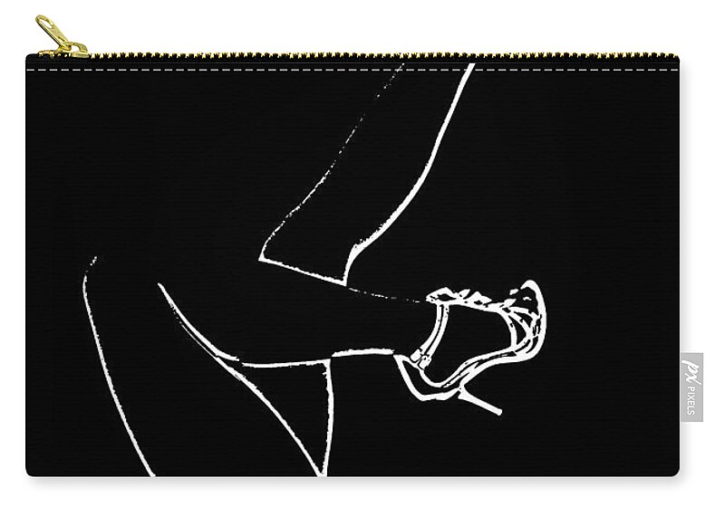 Legs Zip Pouch featuring the drawing Legs - Line Drawing Black and White by Marianna Mills