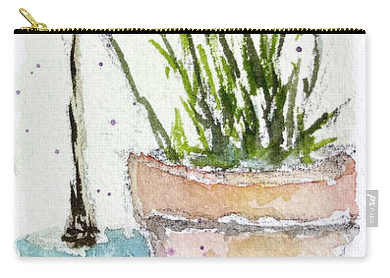 Lemons Zip Pouch featuring the painting Lemon Tree and Lavender by Roxy Rich