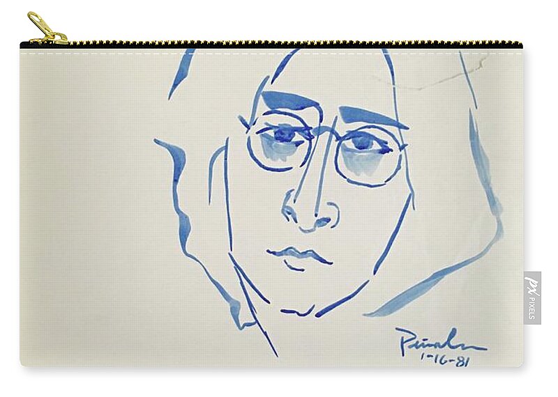 Ricardosart37 Zip Pouch featuring the painting Lennon 1-16-81 by Ricardo Penalver deceased