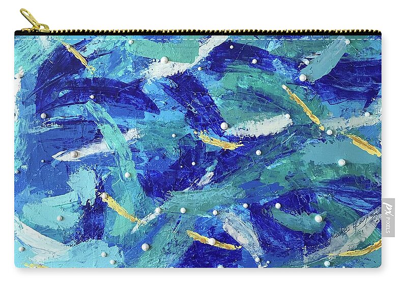 Abstract Art Carry-all Pouch featuring the mixed media Les Michaels by Medge Jaspan