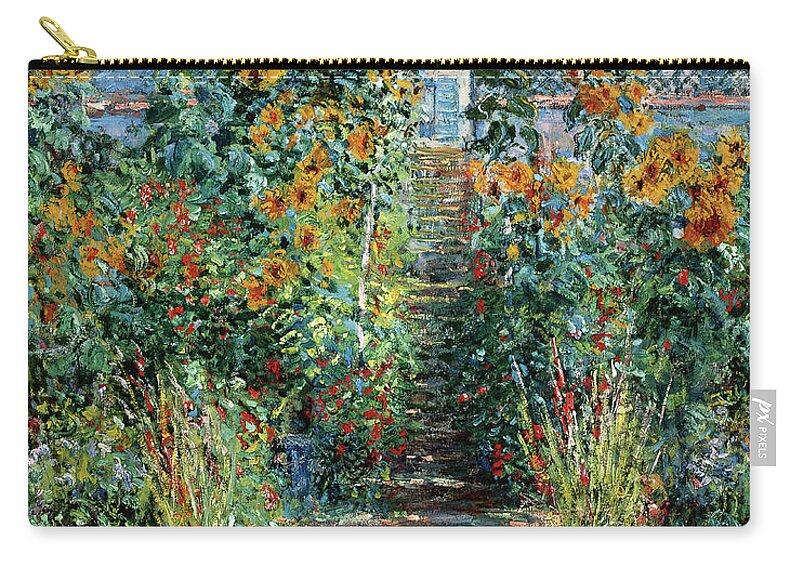 Monet Zip Pouch featuring the painting LEscalier a Vetheuil, 1881 by Claude Monet