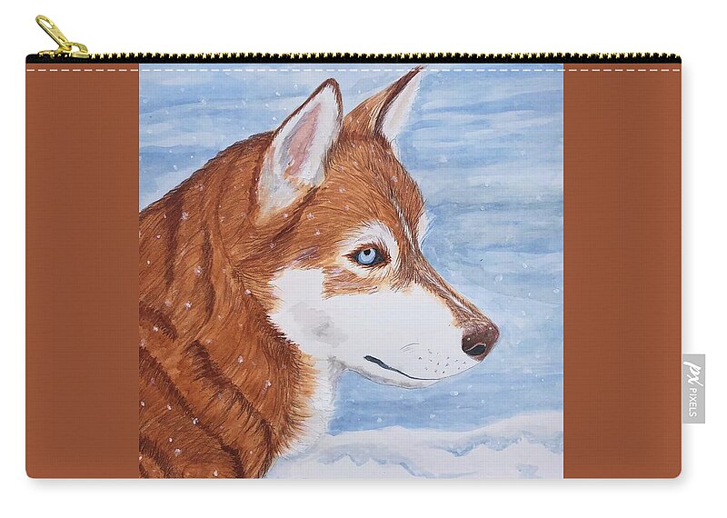 Siberian Husky Zip Pouch featuring the painting Let It Snow by Judy Thompson