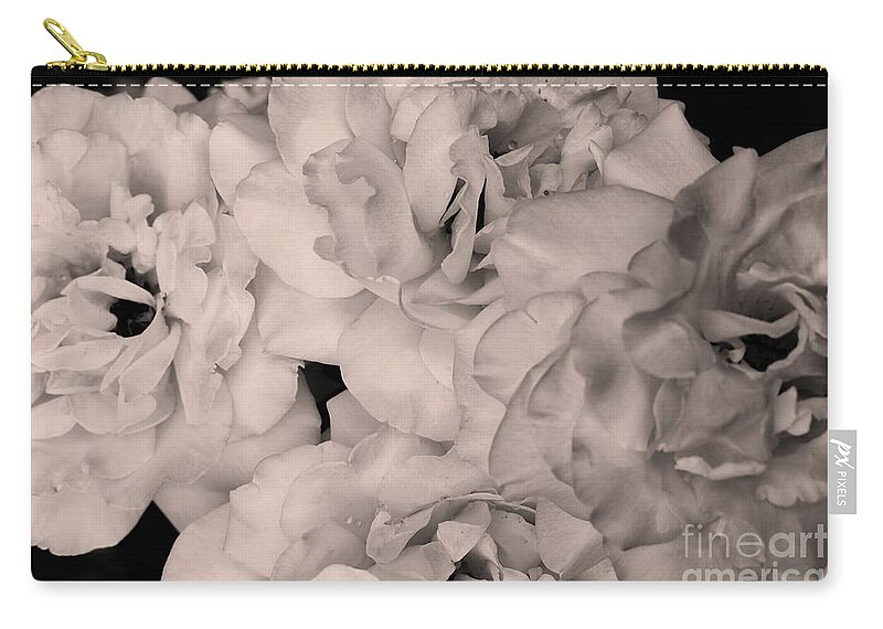 Fine Art Zip Pouch featuring the photograph Let me take you to Fields of Roses 007 BNW by Leonida Arte