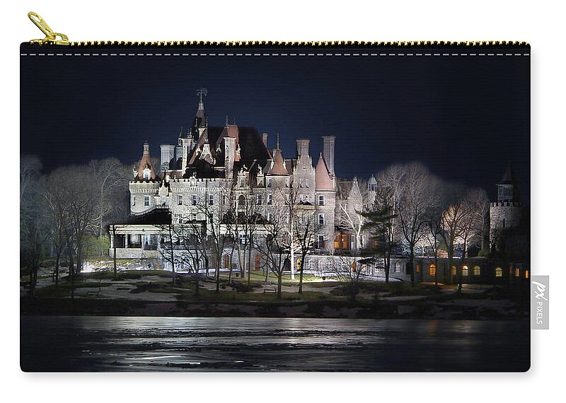 Boldt Castle Zip Pouch featuring the photograph Let the Light On by Lori Deiter