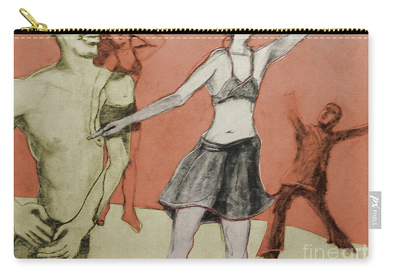 Charcoal Carry-all Pouch featuring the mixed media Let's Dance by PJ Kirk