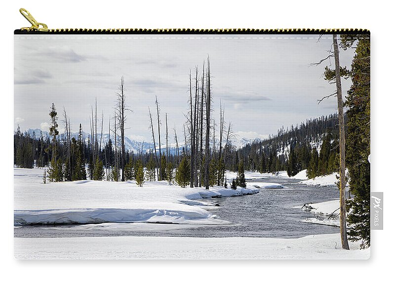 Yellowstone National Park Zip Pouch featuring the photograph Lewis River in Yellowstone by Cheryl Strahl