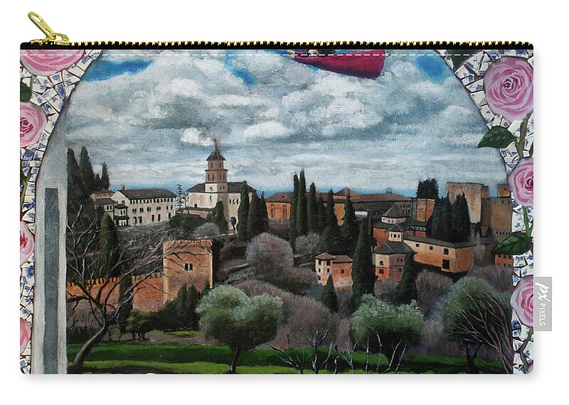 Latin Zip Pouch featuring the painting Libera Nos, Salva Nos by Pauline Lim