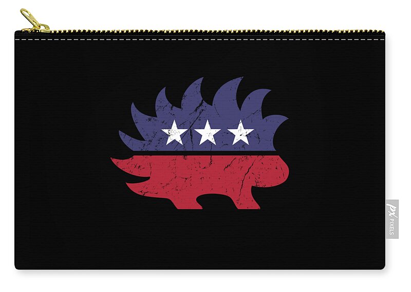 Funny Zip Pouch featuring the digital art Libertarian Porcupine by Flippin Sweet Gear