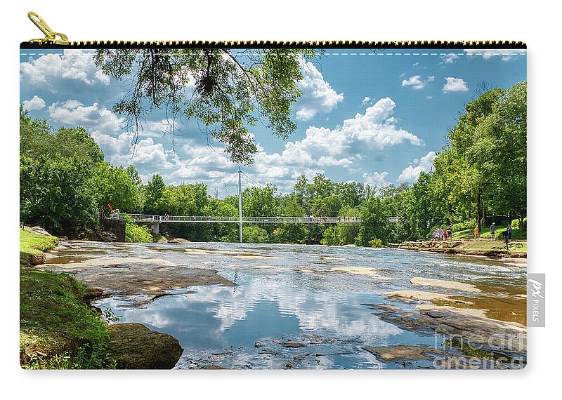Liberty Bridge Zip Pouch featuring the photograph Liberty Bridge in Greenville by Amy Dundon