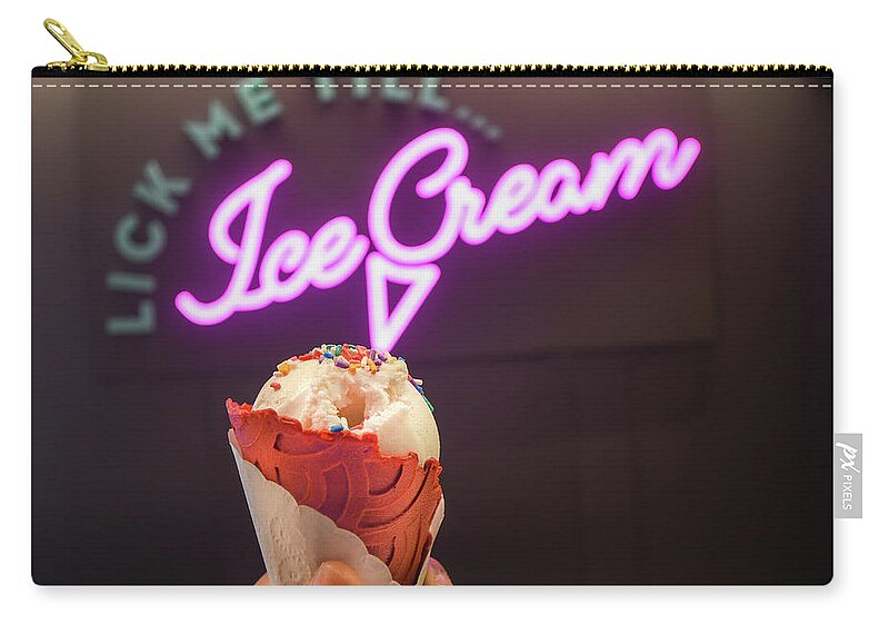 Icecream Zip Pouch featuring the photograph Lick me till... Ice Cream by Andrew Lalchan