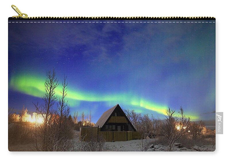 Iceland Zip Pouch featuring the photograph Life in a Christmas card by Christopher Mathews