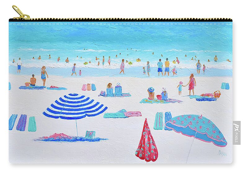 Beach Zip Pouch featuring the painting Life in the Heat, beach impression by Jan Matson