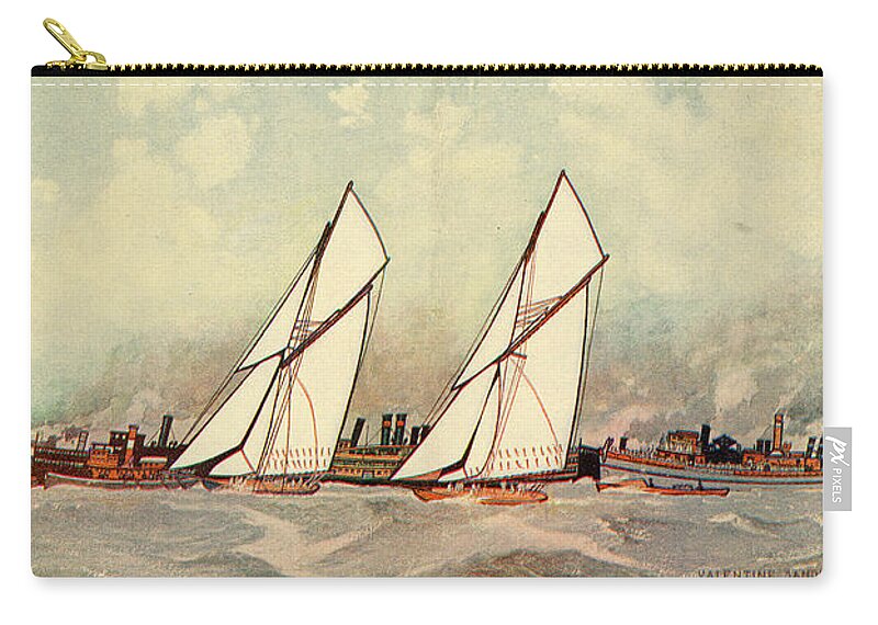 Boats Zip Pouch featuring the mixed media Life Magazine Cover, August 15, 1907 by Valentine Sandberg