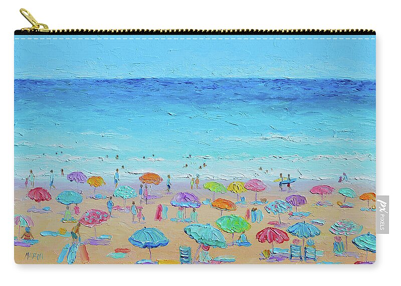 Beach Zip Pouch featuring the painting Life on the Beach by Jan Matson