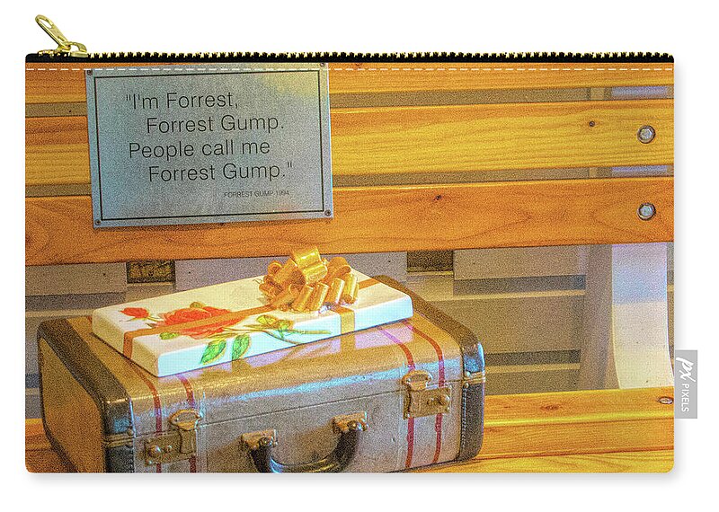  Zip Pouch featuring the photograph Life Was Like A Box Of Chocolates Forrest Gump by Barbara Snyder