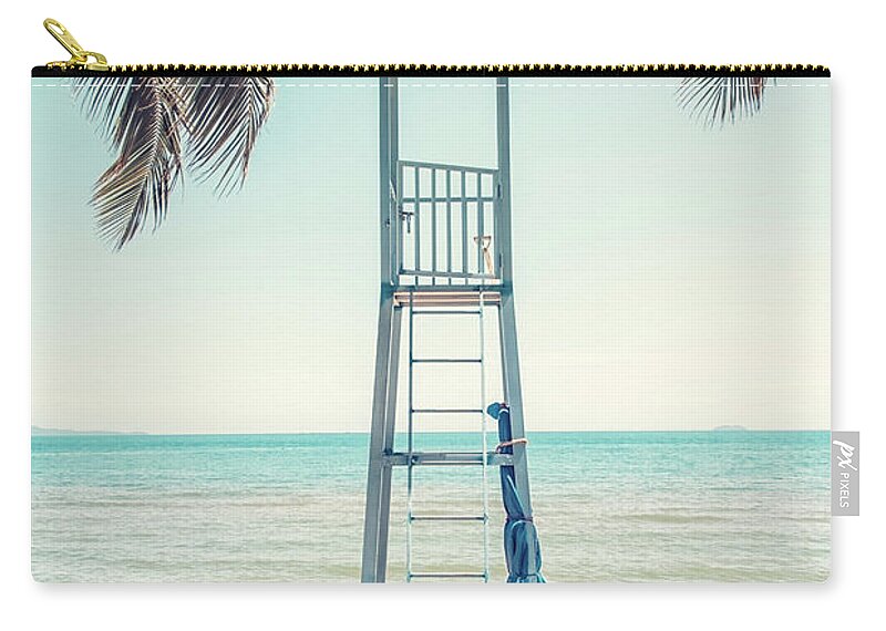 Andaman Zip Pouch featuring the photograph Lifeguard Stand by Manjik Pictures