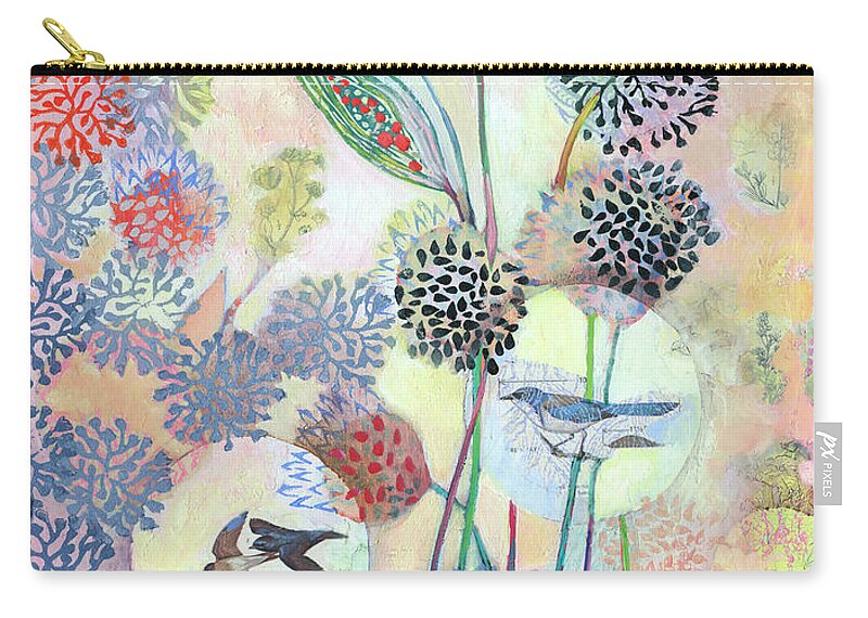 Floral Zip Pouch featuring the mixed media Lifting Up and Letting Go into the Light of the Song by Jennifer Lommers