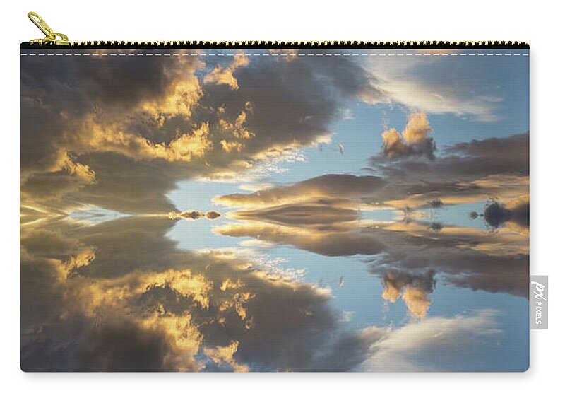 Heaven Zip Pouch featuring the digital art Light and golden clouds in the blue sky by Adriana Mueller