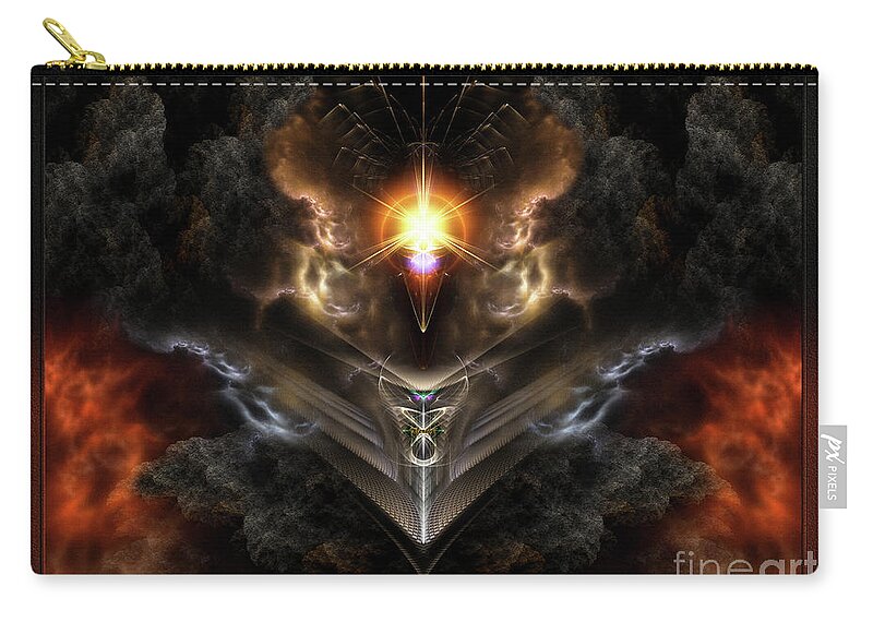 Dragons Light Zip Pouch featuring the digital art Light Of The Dragon Fractal Art Composition by Rolando Burbon