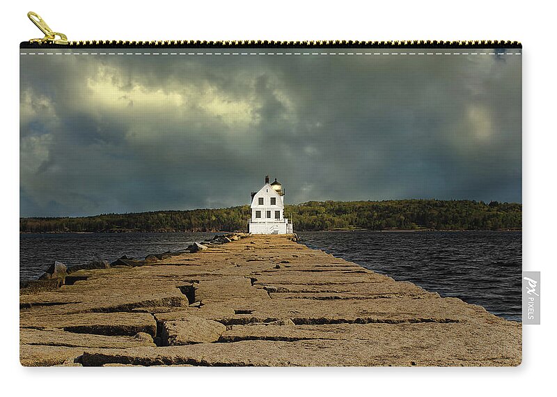 Lighthouse Carry-all Pouch featuring the photograph Lighthouse on Rockland Breakwater by Ron Long Ltd Photography