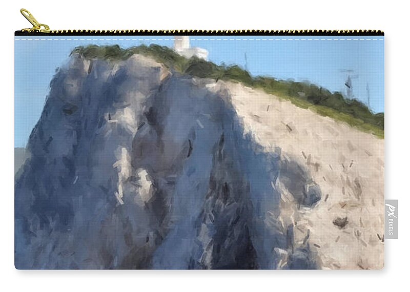  Zip Pouch featuring the painting Lighthouse on the Bluff by Gary Arnold
