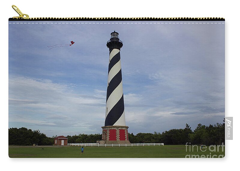  Zip Pouch featuring the pyrography Lighthouse With kite by Annamaria Frost