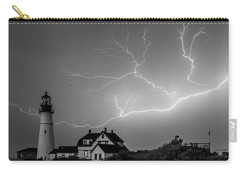 Photographs Carry-all Pouch featuring the photograph Lightning in Black n White by Darryl Hendricks