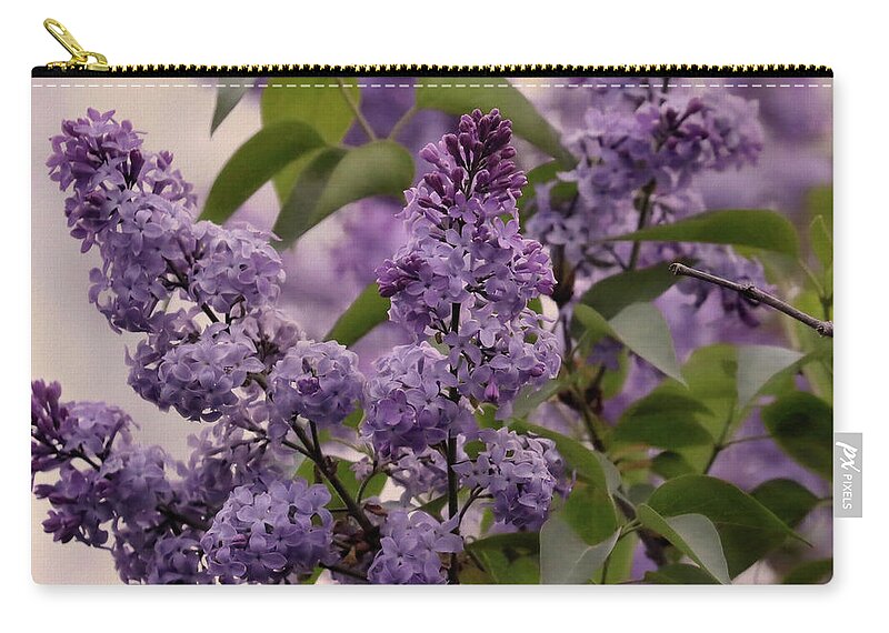 Lilac Zip Pouch featuring the photograph Lilacs at Dusk by Sandra Huston