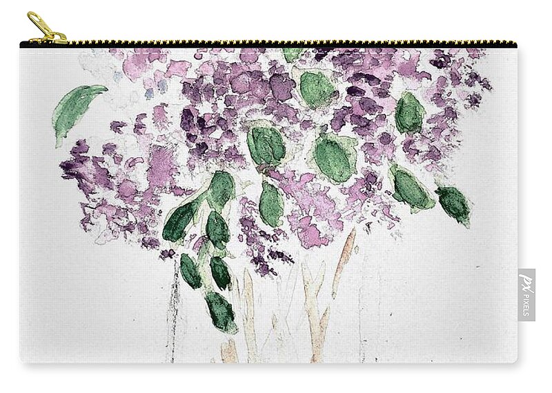  Zip Pouch featuring the painting Lilacs in a Jar by Margaret Welsh Willowsilk