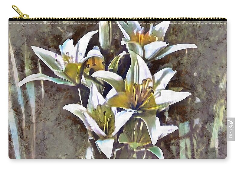 Lilies Carry-all Pouch featuring the mixed media Lilies by Christopher Reed