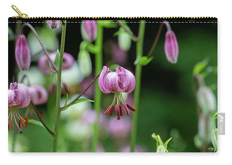 Lily Cattaniae Zip Pouch featuring the photograph Lilium Martagon Cattaniae by Tim Gainey