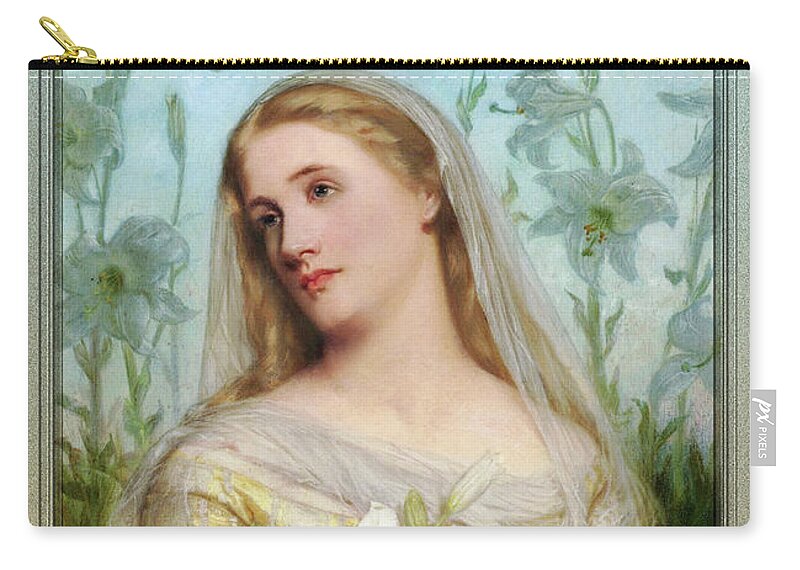 Lillies Zip Pouch featuring the painting Lillies by Gustav Pope by Rolando Burbon