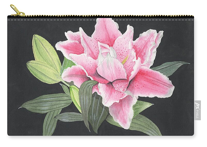 Lily Buds Zip Pouch featuring the painting Lily Buds by Bob Labno