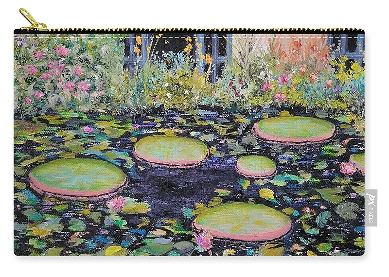 Lily Pads Zip Pouch featuring the painting Lily Pads by Judith Rhue