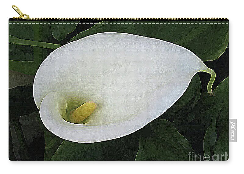 Lily Zip Pouch featuring the digital art Neon Calla Lily by Wendy Golden