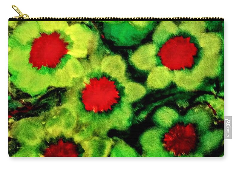 Lime Zip Pouch featuring the painting Lime Flower by Anna Adams