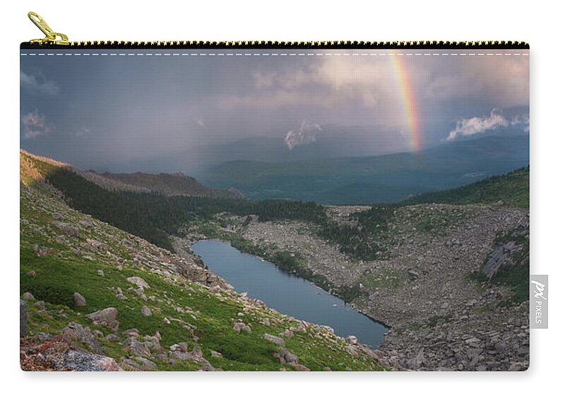 Rainbows Zip Pouch featuring the photograph Lincoln Lake Rainbow by Darren White