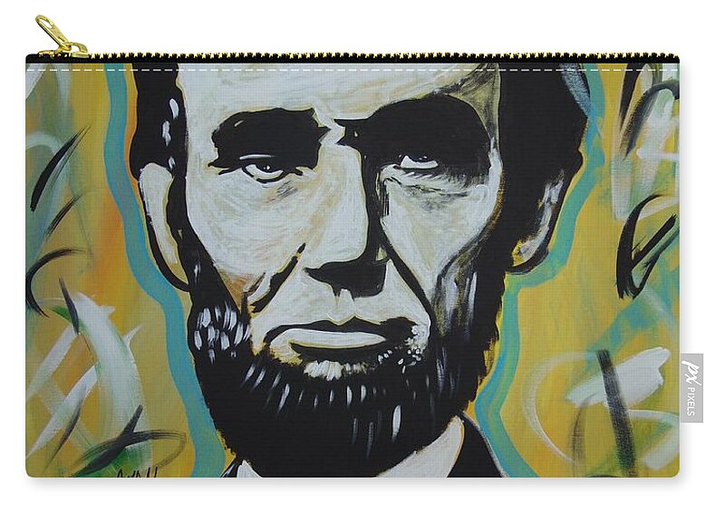 Abraham Lincoln Zip Pouch featuring the painting Lincoln the Legend by Antonio Moore