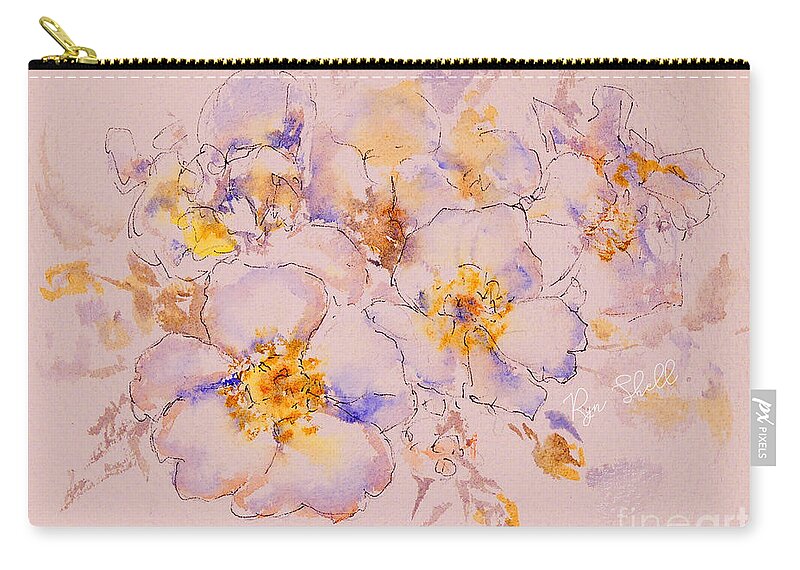 Line And Wash Rose Zip Pouch featuring the painting Line and Wash Rose by Ryn Shell