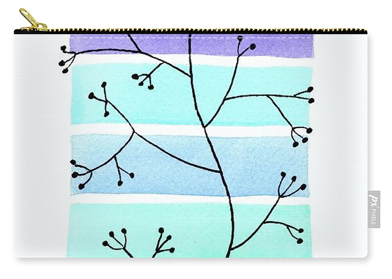 Mid Century Modern Zip Pouch featuring the painting Line Drawing Botanical 2 by Donna Mibus