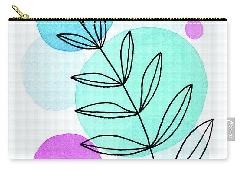 Mid Century Modern Zip Pouch featuring the painting Line Drawing Botanical 3 by Donna Mibus