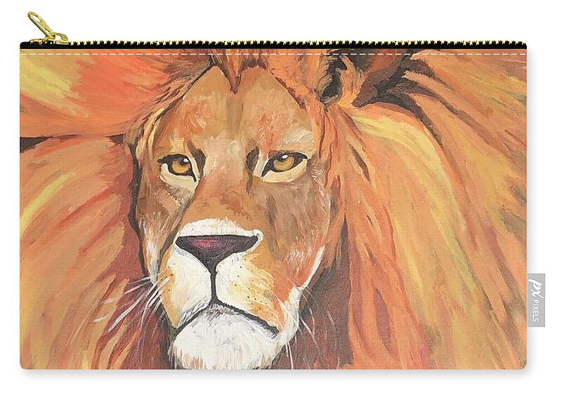  Zip Pouch featuring the painting Lion by Jam Art