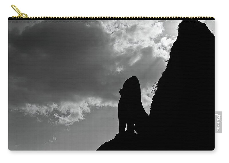 Angkor Zip Pouch featuring the photograph Lion king shadow. Angkor wat. Cambodia by Lie Yim