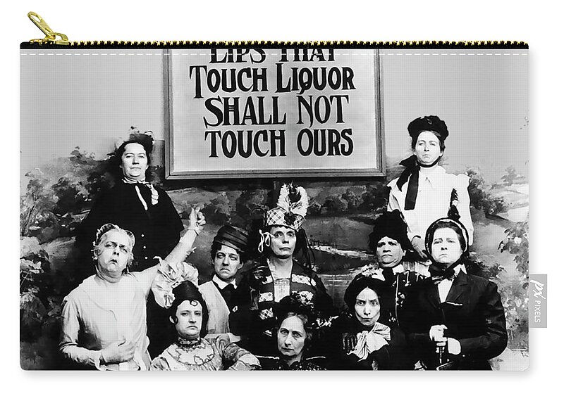 Prohibition. 20s Zip Pouch featuring the painting Lips That Touch Liquor Shall Not Touch Ours Prohibition 2 by Tony Rubino