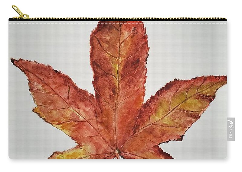 Botanical Zip Pouch featuring the painting Liquidambar 1 - Watercolor by Claudette Carlton
