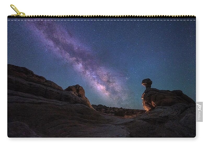 Milky Way Zip Pouch featuring the photograph Lit Up Totem by Judi Kubes