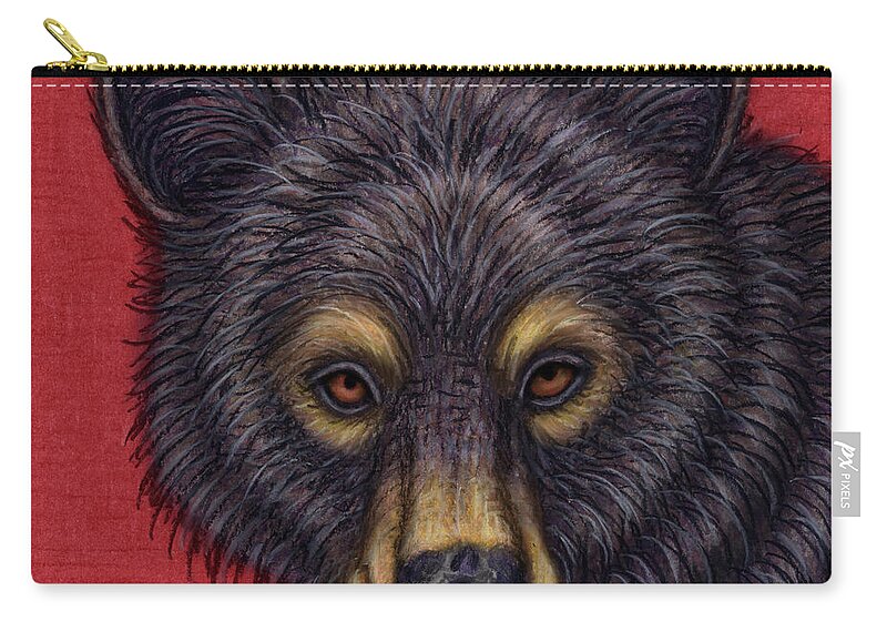 Bear Zip Pouch featuring the painting Little Black Bear by Amy E Fraser