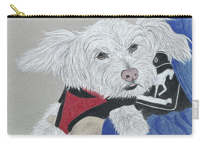 Dogs Zip Pouch featuring the drawing Little Buddy Moty by Joette Snyder