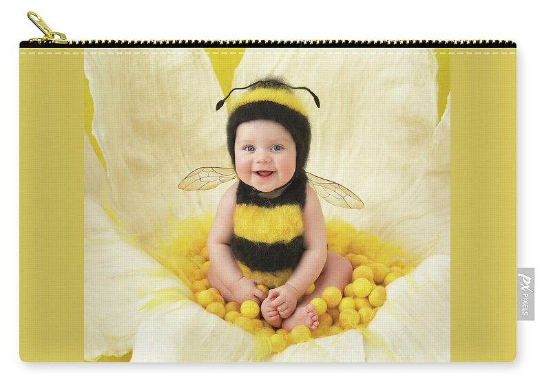Baby Zip Pouch featuring the photograph Little Bumblebee by Anne Geddes