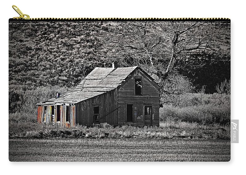  Zip Pouch featuring the digital art Little Central Oregon Homestead by Fred Loring